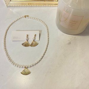 Brand New - Pearl Shell Necklace & Earring Set